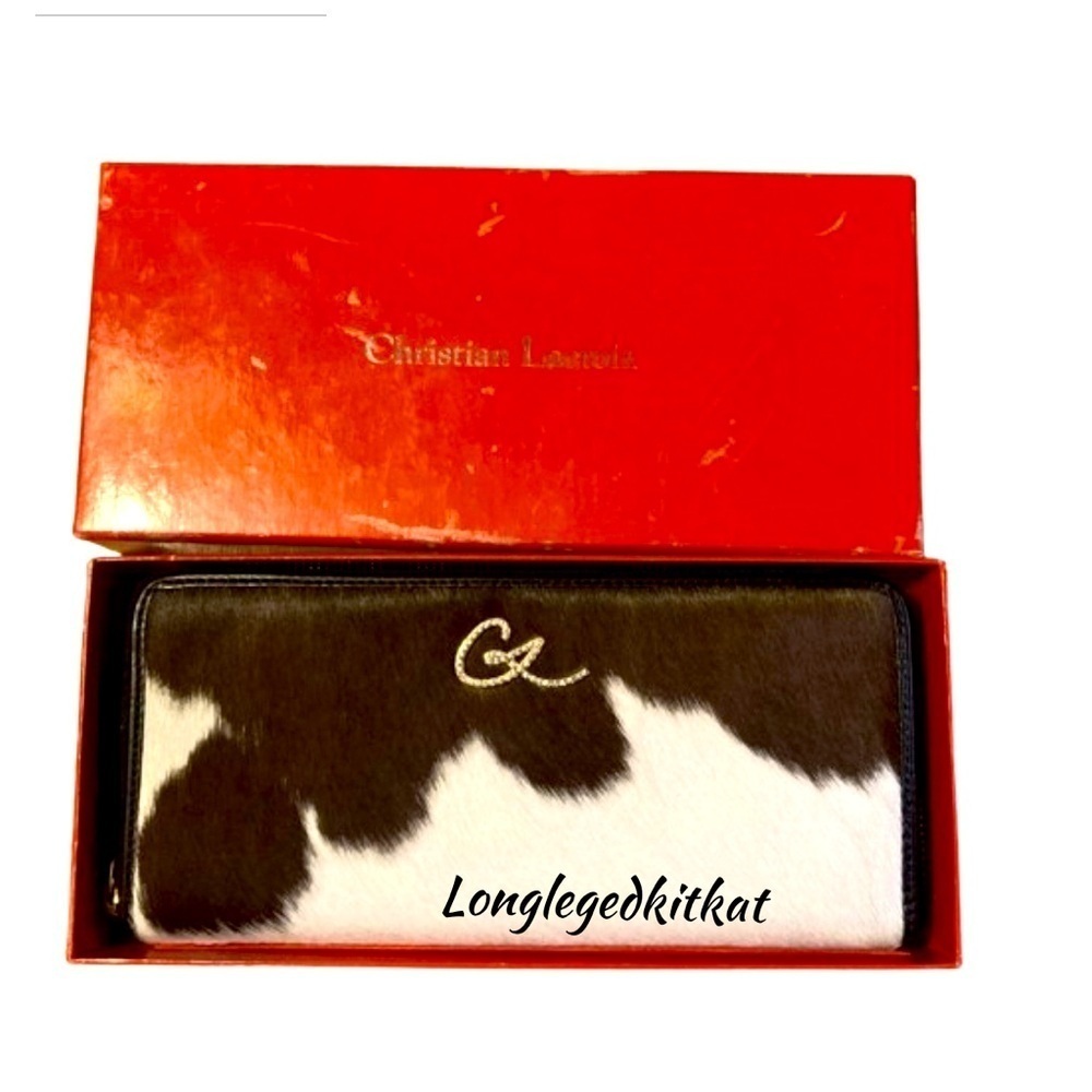 ‼️SOLD‼️Christian LACROIX BROWN AND WHITE FUR WALLET